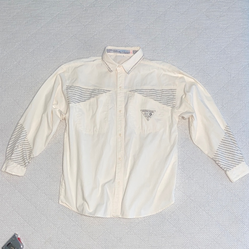 Vintage  GITANO Cream Shirt with Gray Accents